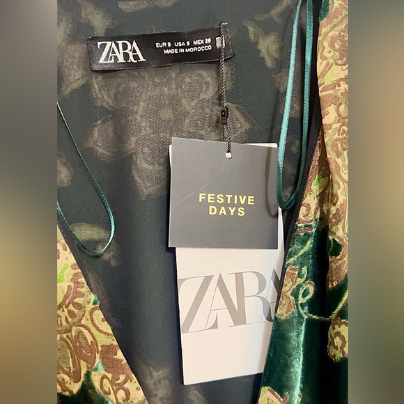 NWT ZARA Velvet Fringe Dress - Picture 7 of 10